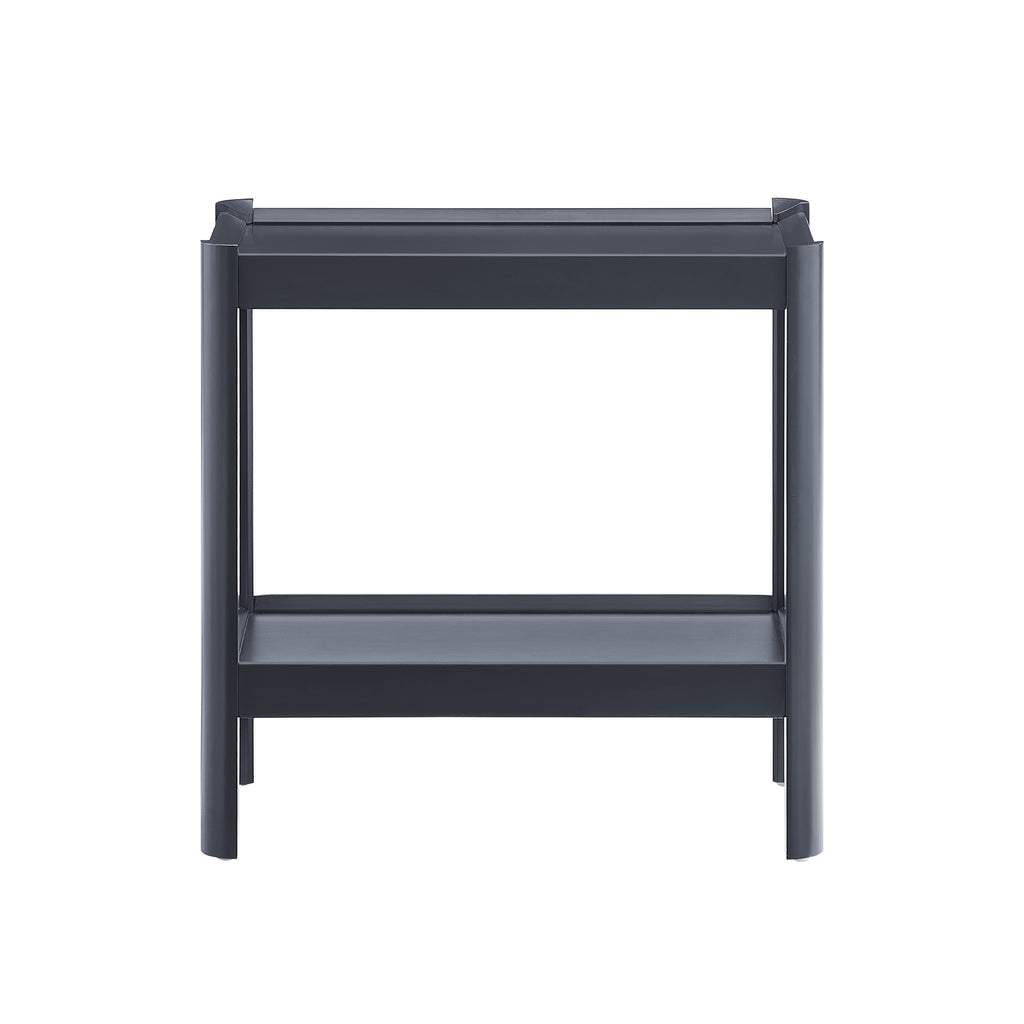 Yonda Matte Black Nightstand with Two Shelves, Solid Poplar and MDF Construction, Modern Design for Bedroom Storage