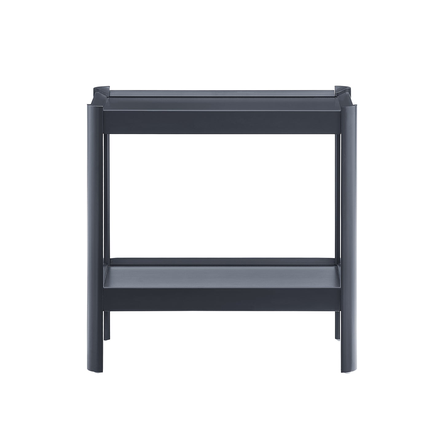 Yonda Matte Black Nightstand with Two Shelves, Solid Poplar and MDF Construction, Modern Design for Bedroom Storage