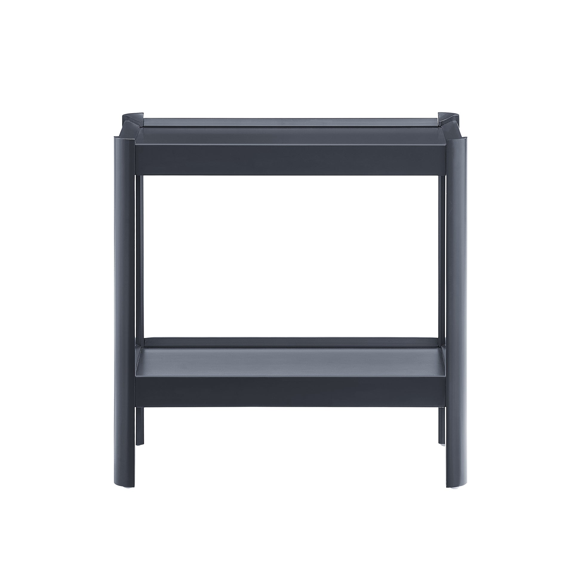 Yonda Matte Black Nightstand with Two Shelves, Solid Poplar and MDF Construction, Modern Design for Bedroom Storage