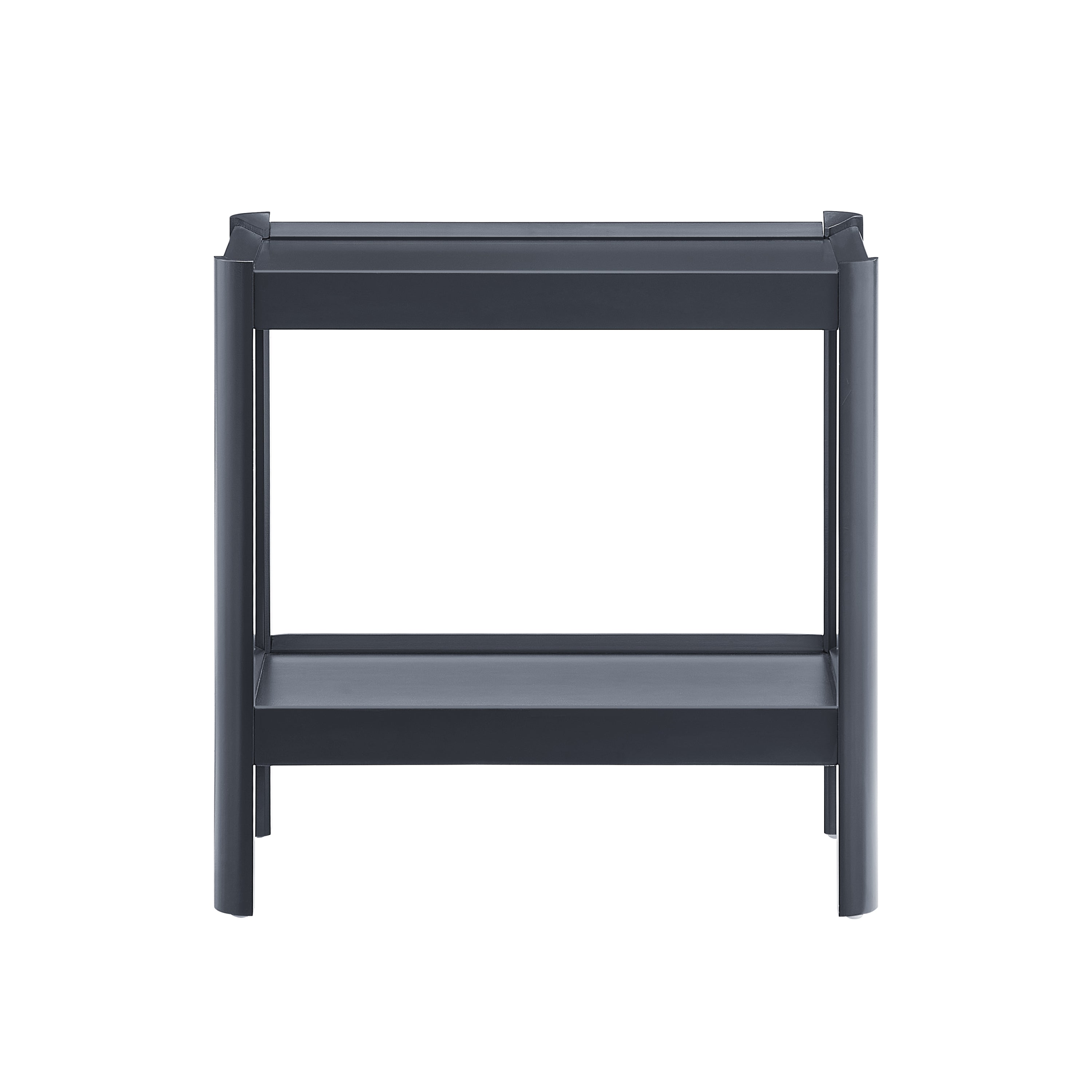Yonda Matte Black Nightstand with Two Shelves, Solid Poplar and MDF Construction, Modern Design for Bedroom Storage
