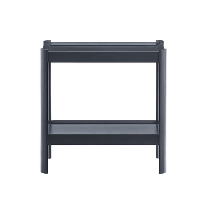 Yonda Matte Black Nightstand with Two Shelves, Solid Poplar and MDF Construction, Modern Design for Bedroom Storage