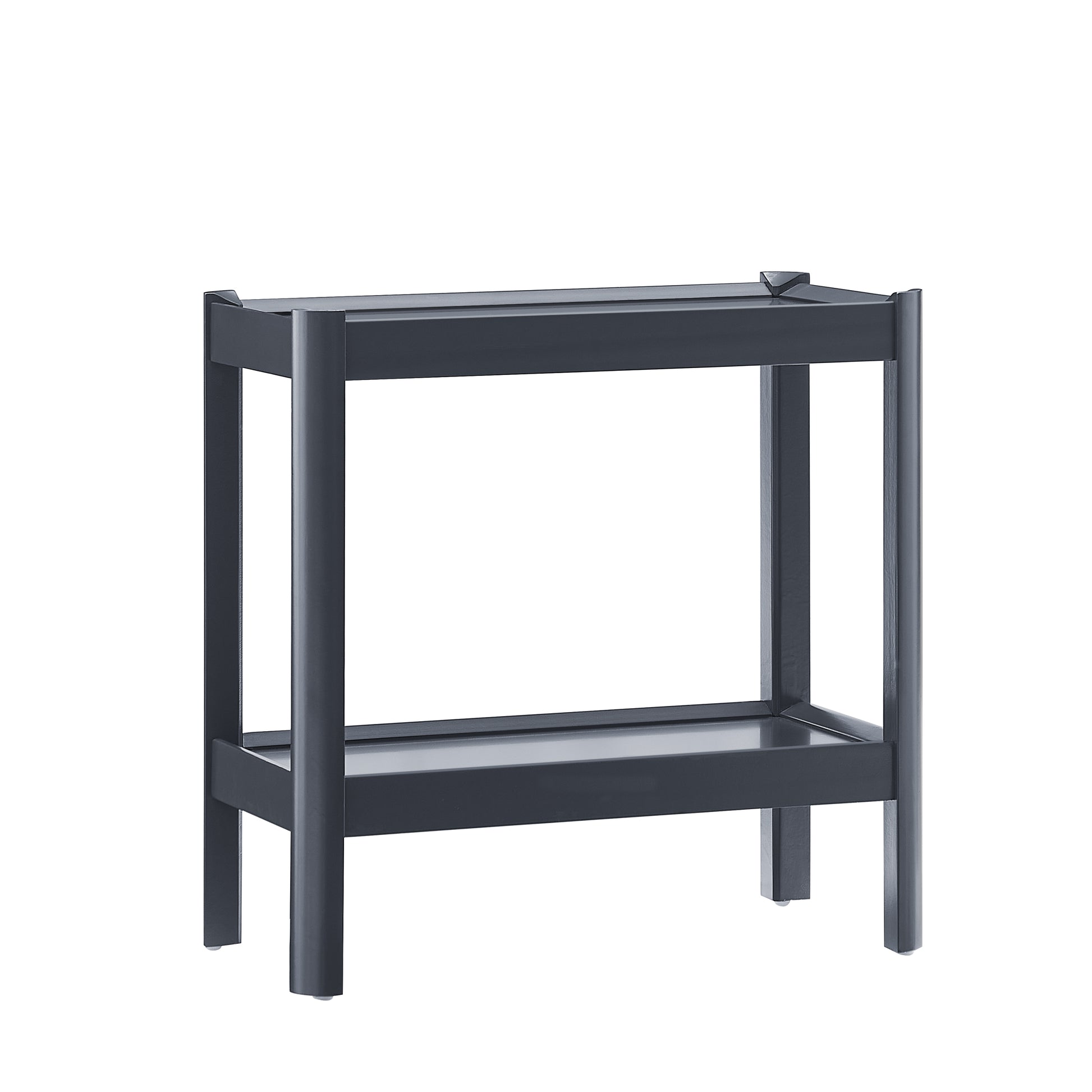 Yonda Matte Black Nightstand with Two Shelves, Solid Poplar and MDF Construction, Modern Design for Bedroom Storage