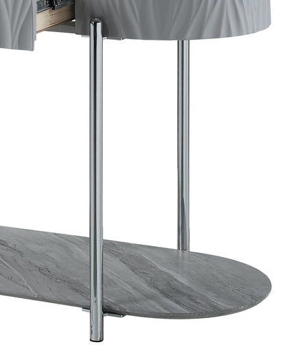 Yukino Gray High Gloss & Chrome Finish Sofa Table