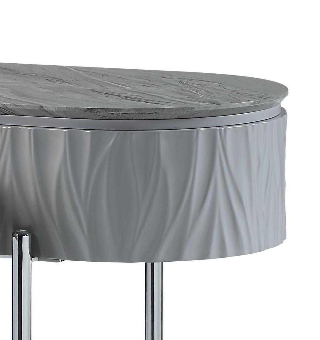 Yukino Gray High Gloss & Chrome Finish Sofa Table