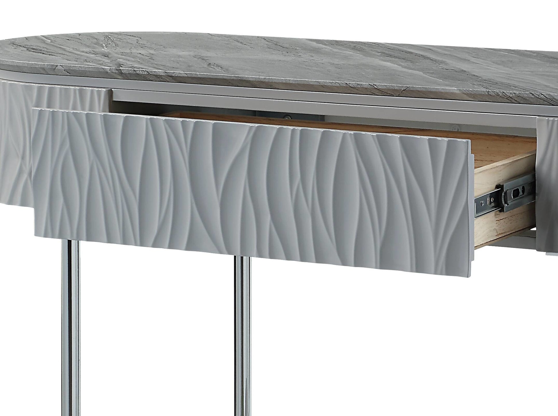 Yukino Gray High Gloss & Chrome Finish Sofa Table
