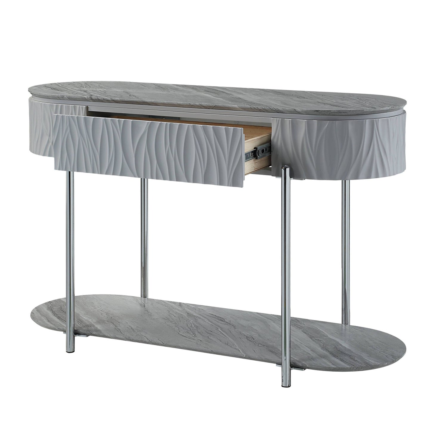 Yukino Gray High Gloss & Chrome Finish Sofa Table