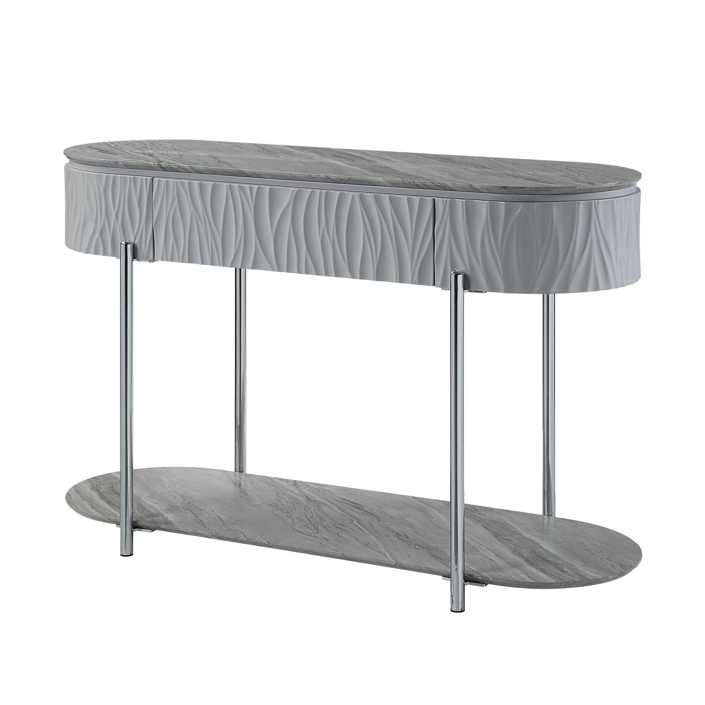 Yukino Gray High Gloss & Chrome Finish Sofa Table
