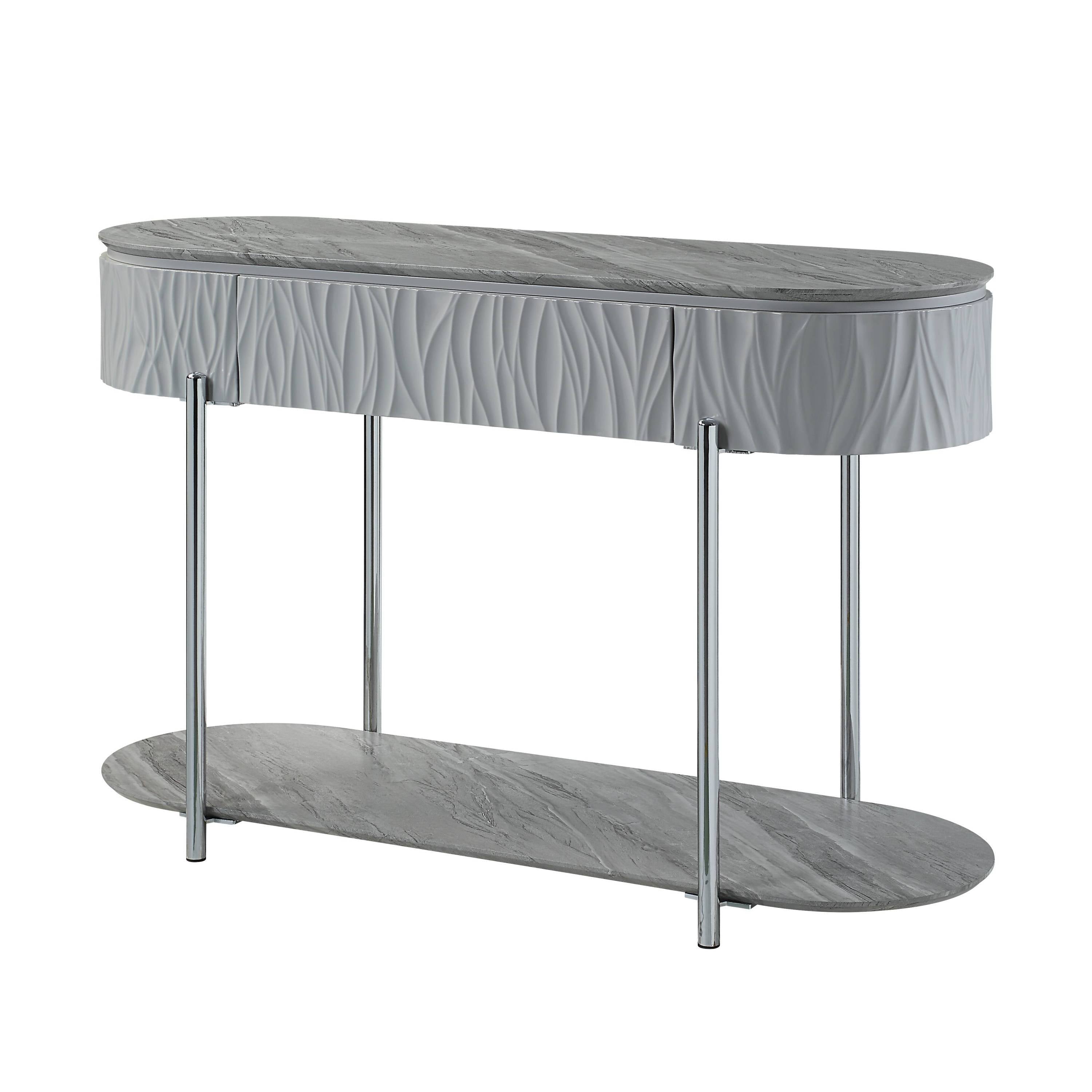 Yukino Gray High Gloss & Chrome Finish Sofa Table
