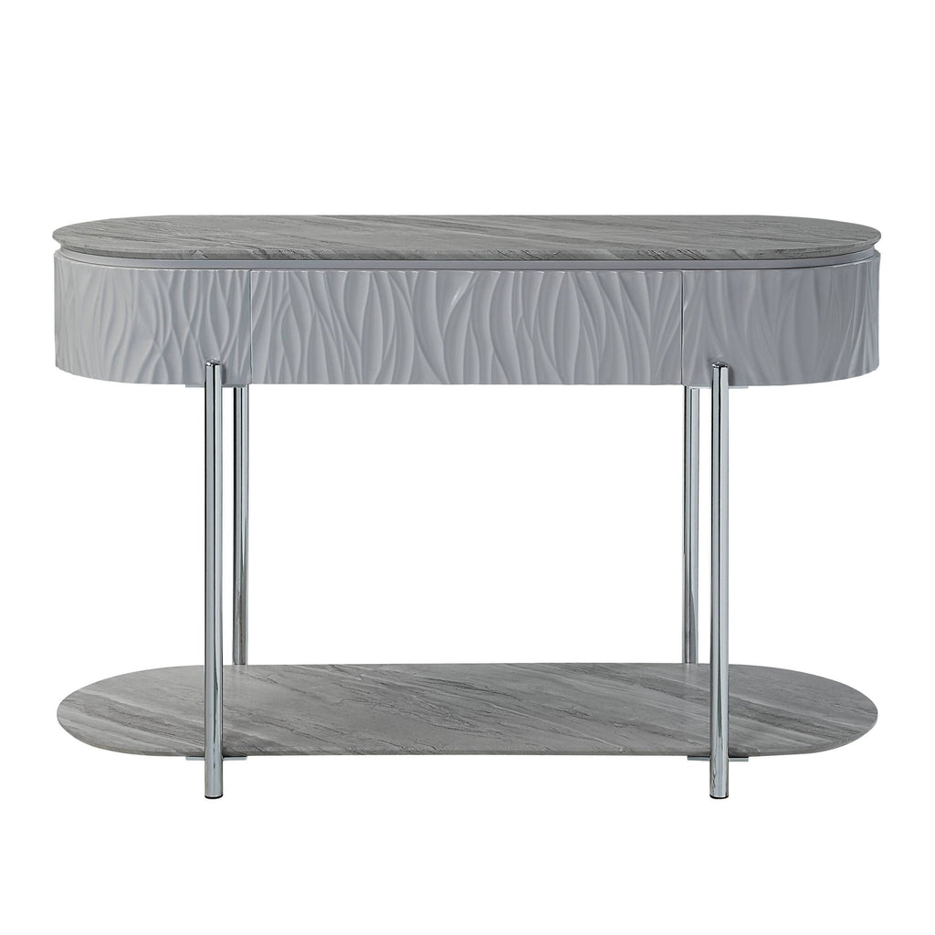 Yukino Gray High Gloss & Chrome Finish Sofa Table