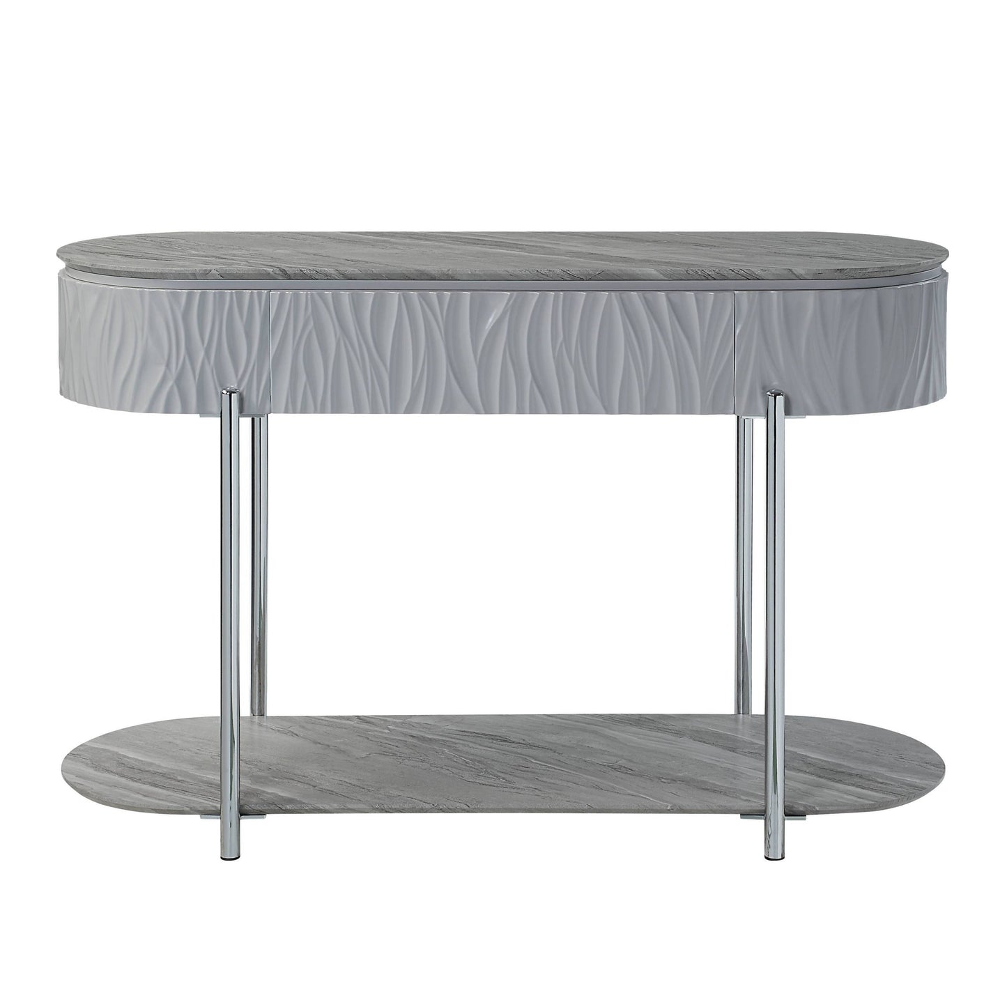 Yukino Gray High Gloss & Chrome Finish Sofa Table