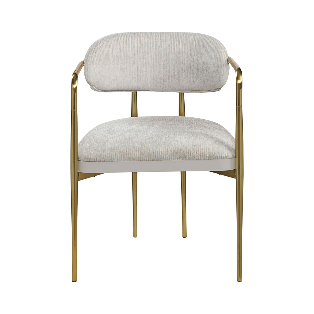 Zayn Beige Chenille & Gold Arm Chair (Set of 2)