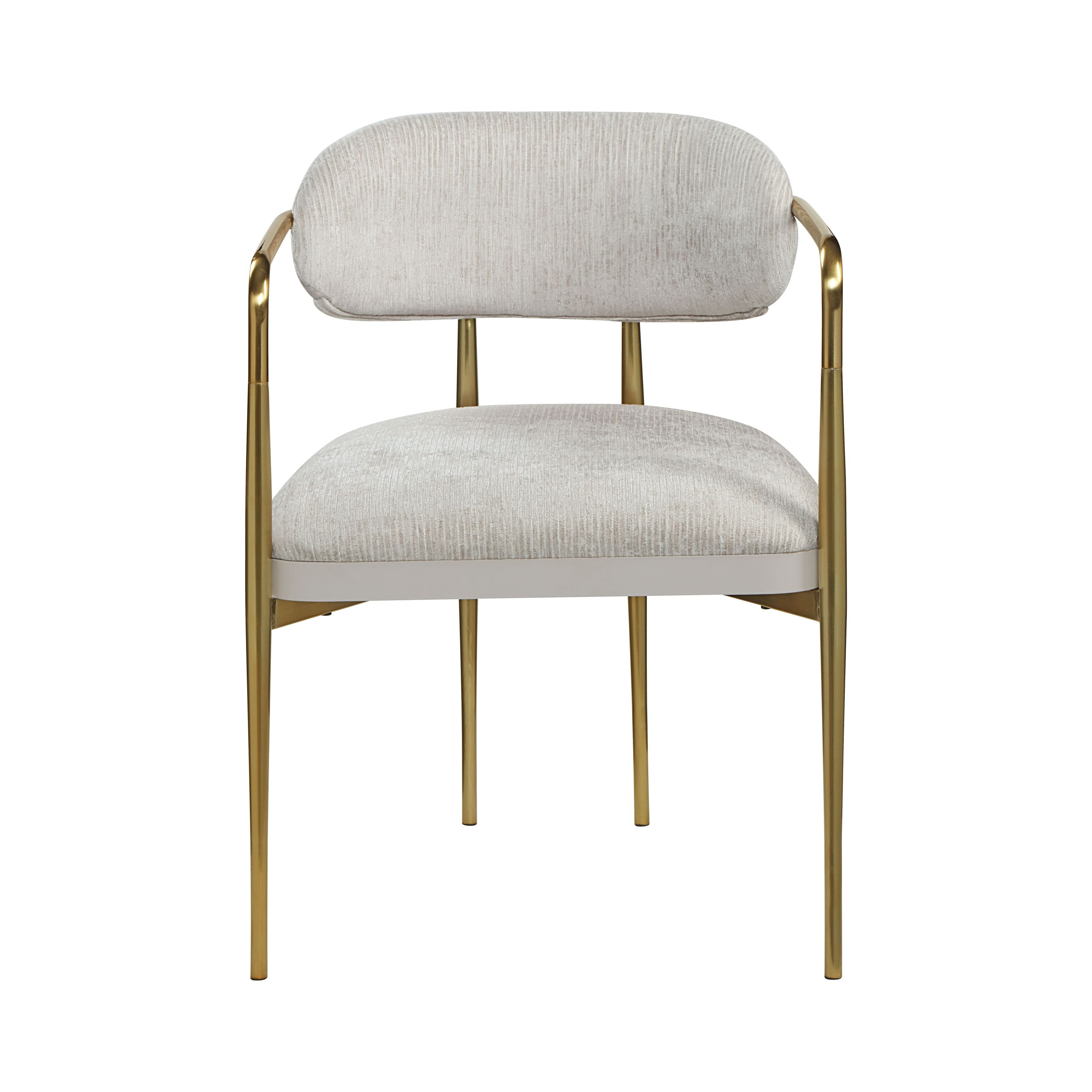 Zayn Beige Chenille & Gold Arm Chair (Set of 2)
