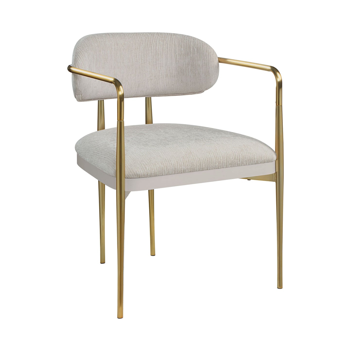 Zayn Beige Chenille & Gold Arm Chair (Set of 2)