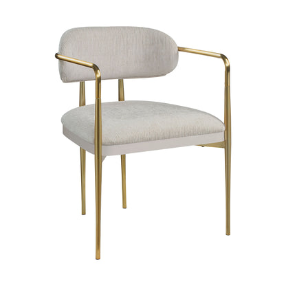 Zayn Beige Chenille & Gold Arm Chair (Set of 2)