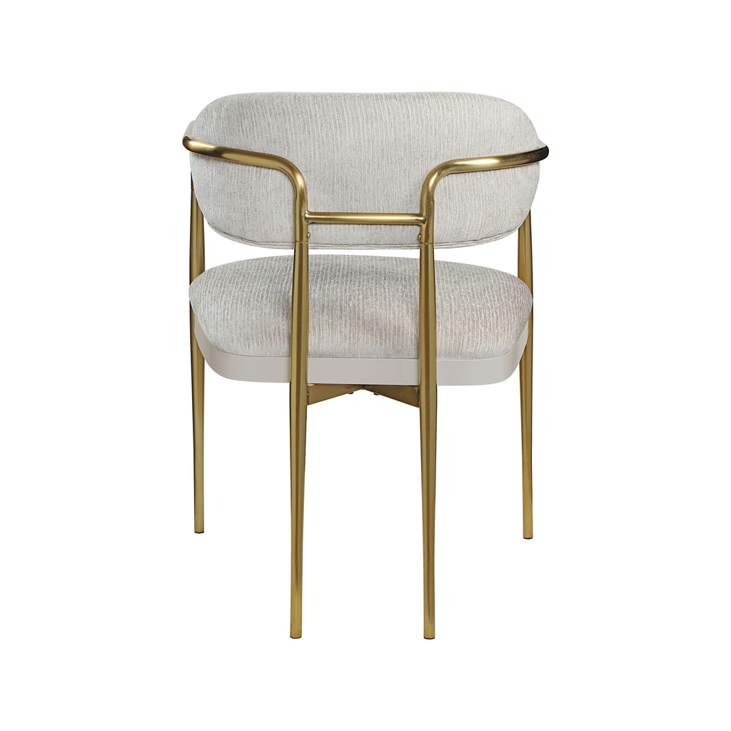Zayn Beige Chenille & Gold Arm Chair (Set of 2)