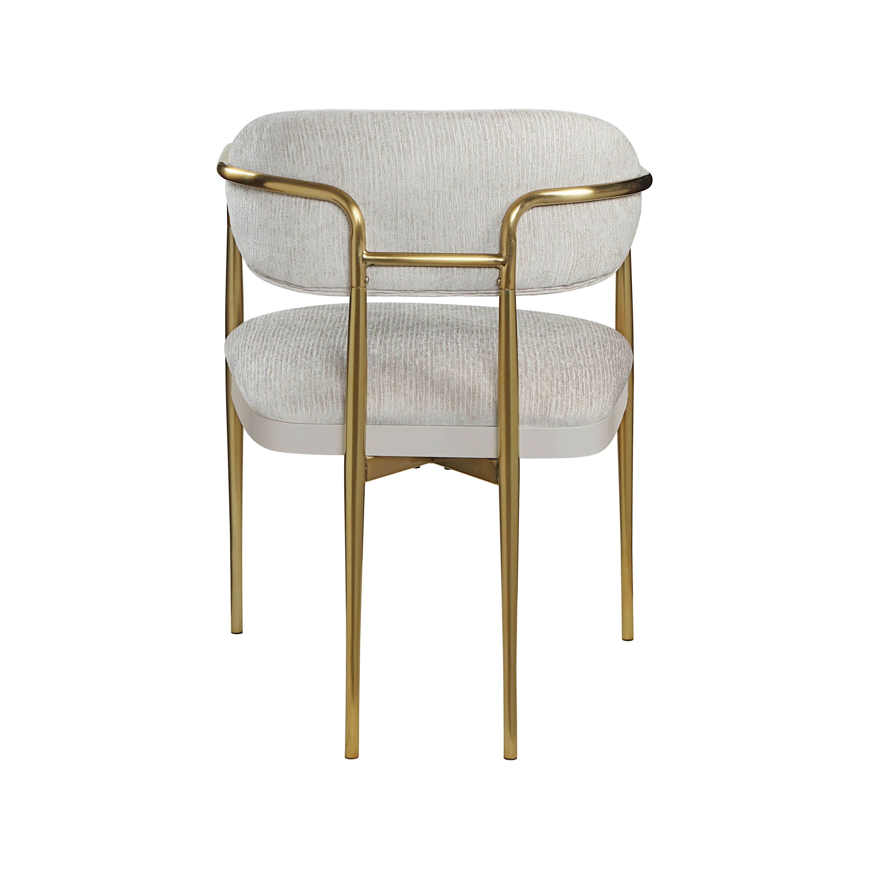 Zayn Beige Chenille & Gold Arm Chair (Set of 2)