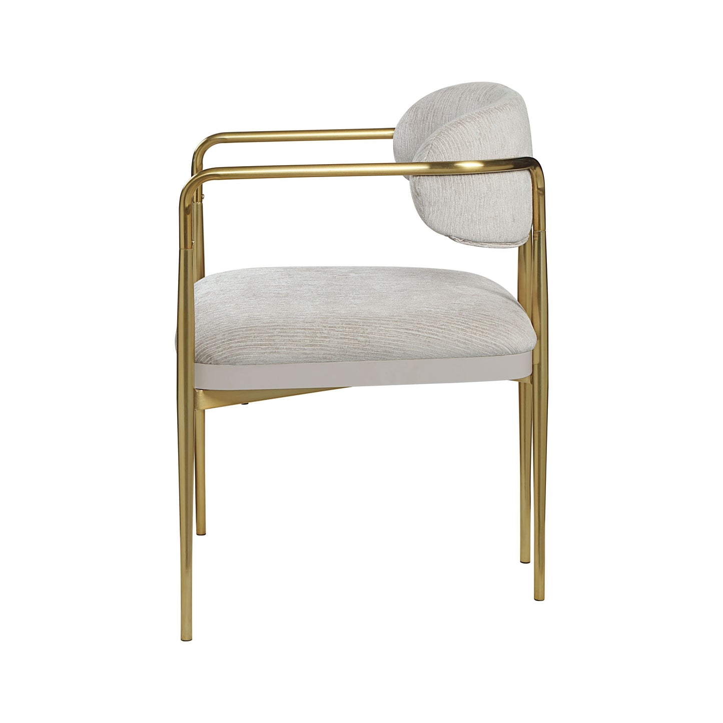Zayn Beige Chenille & Gold Arm Chair (Set of 2)