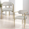 Zayn Beige Chenille & Gold Arm Chair (Set of 2)