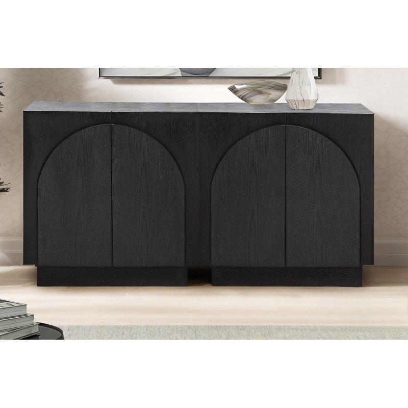 Modern Black Sideboard Cabinet for Living Room Storage.