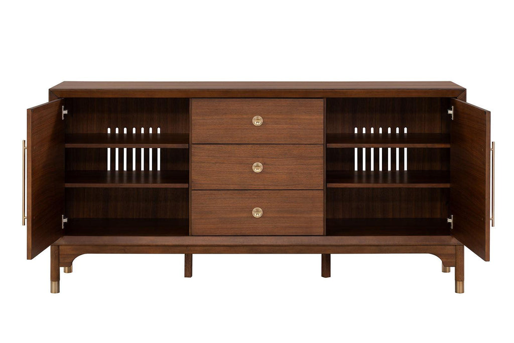 1pc Contemporary Walnut Server for Dining Room Storage.