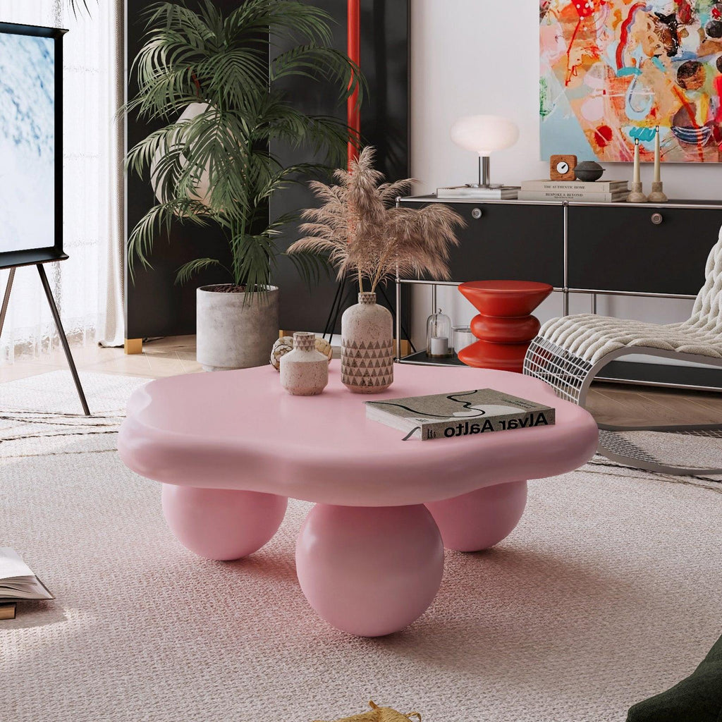 Pink Cloud Shaped Coffee Table for Small Spaces.
