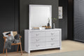 Moreland 58-Inch 6-Drawer White Wood Dresser with Chrome Handles
