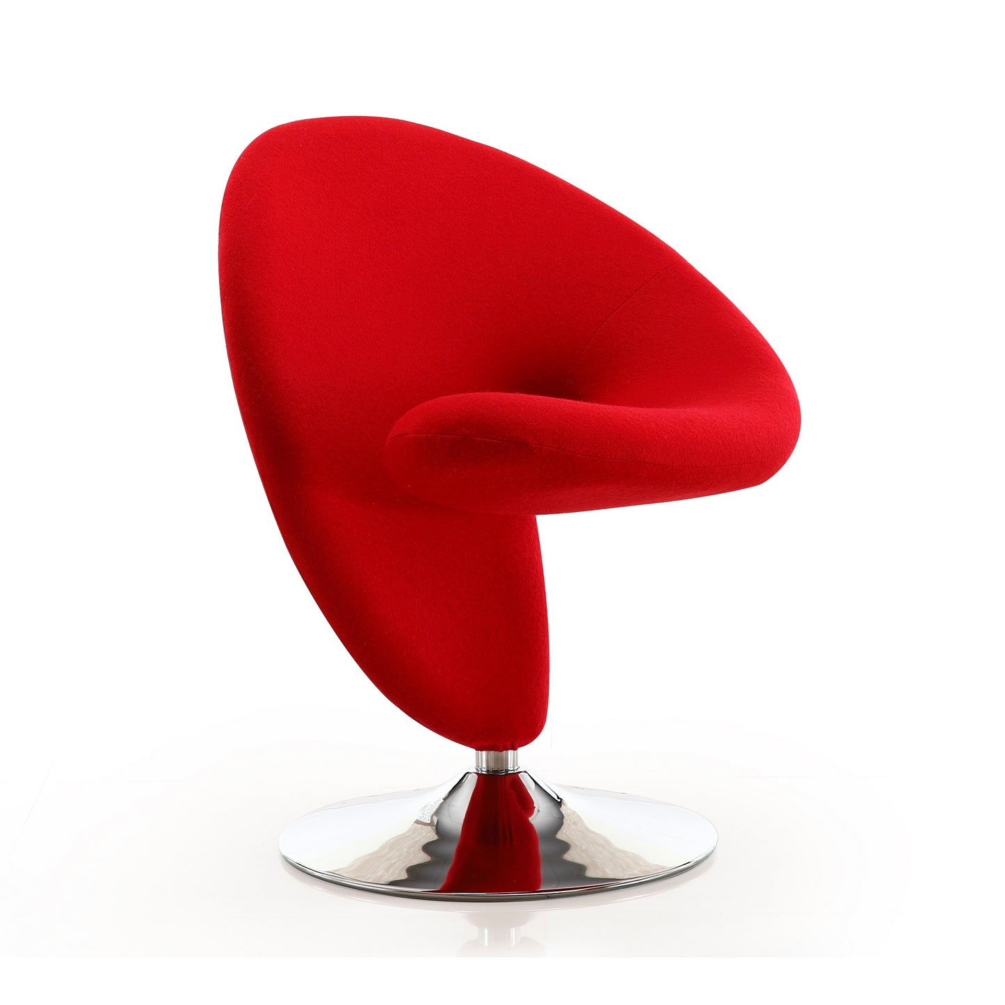 Curl Wool Blend Swivel Lounge Chair in Red