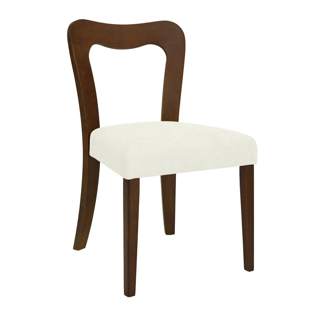 Walnut Beige Dining Chair Set of 2 without Arms.