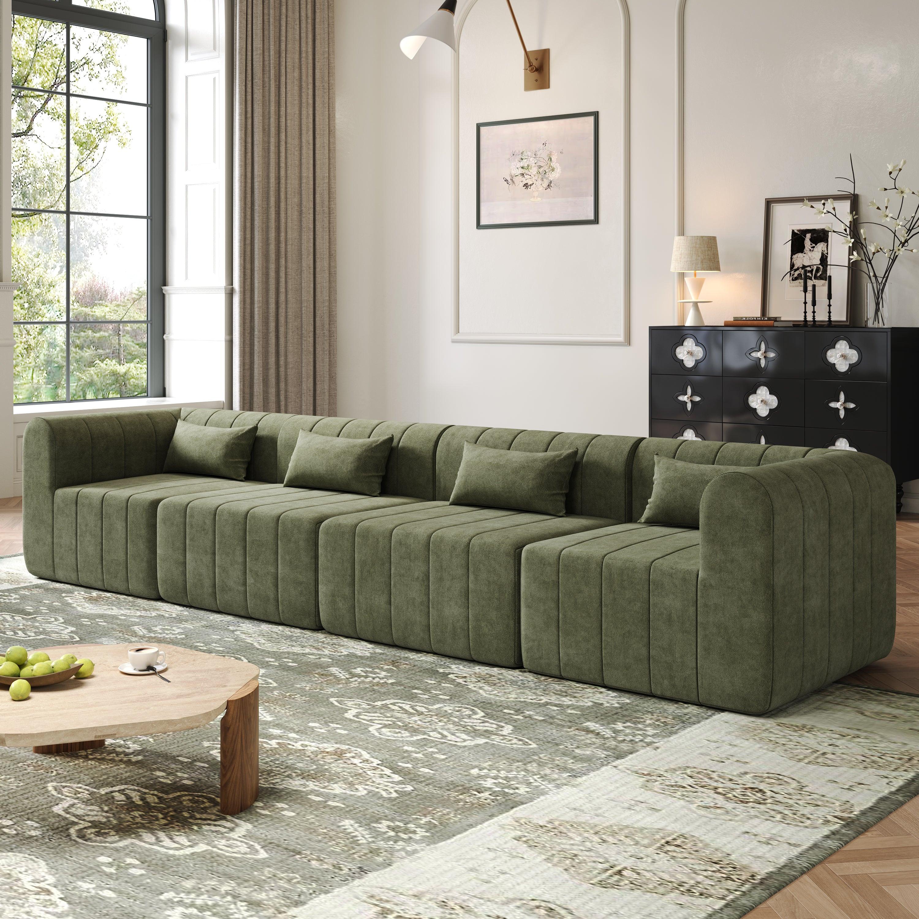 Green Modular Sectional Sofa - 145.5 Inch Design.