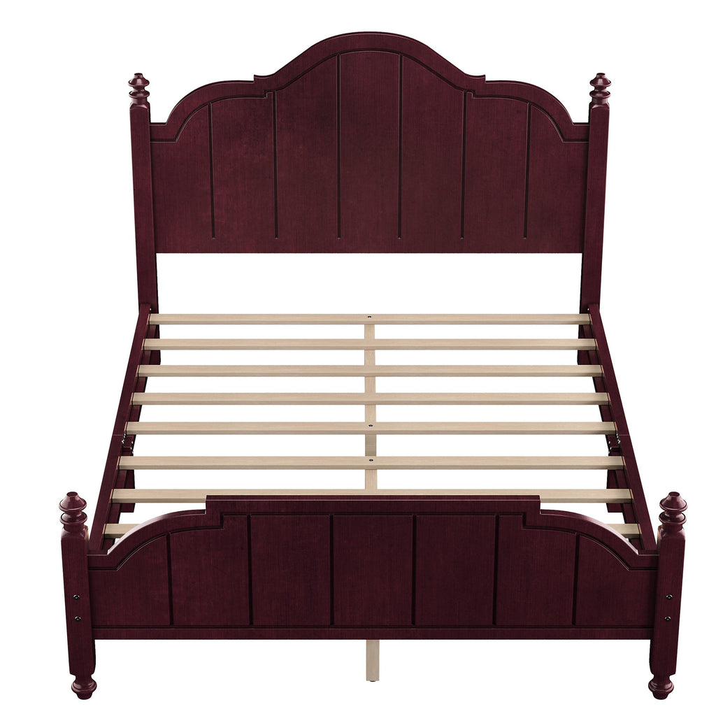 Vintage Queen Bed Frame with Headboard and Slats Support.