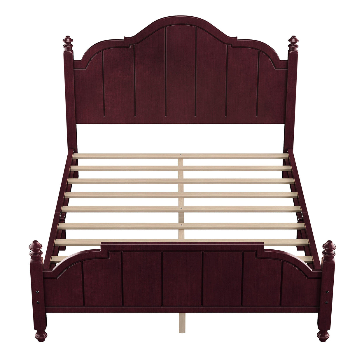Vintage Queen Bed Frame with Headboard and Slats Support.
