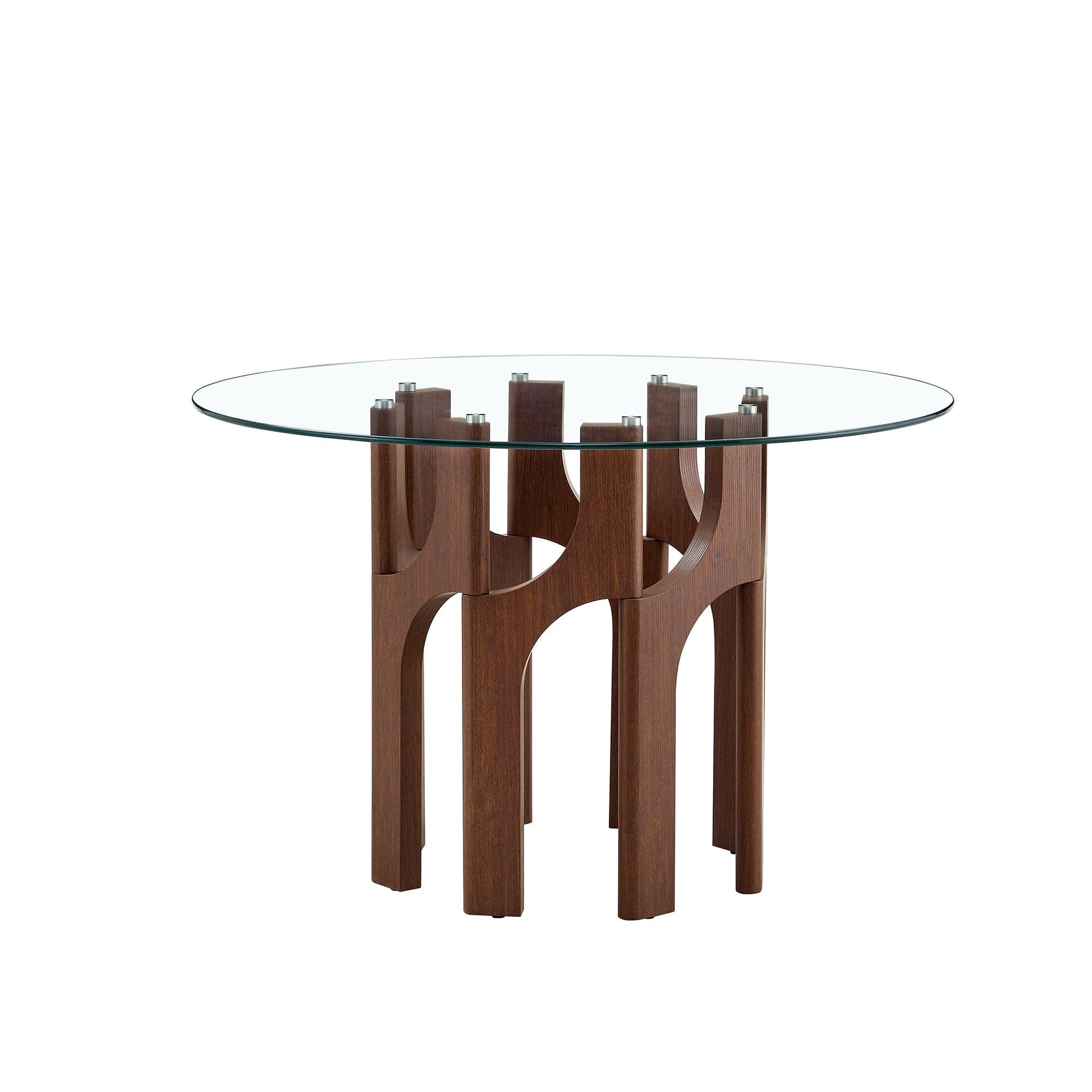 Mid-Century Modern Glass Dining Table for Small Spaces.