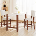 3-Piece Counter Height Dining Table Set for 2, Faux Marble Bar Table and 2 Upholstered-Seat Chairs, Mid-century Modern Dining Set for Dining Room, Pub Kitchen, Small Place