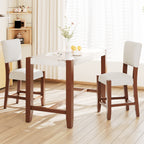 3-Piece Counter Height Dining Table Set for 2, Faux Marble Bar Table and 2 Upholstered-Seat Chairs, Mid-century Modern Dining Set for Dining Room, Pub Kitchen, Small Place