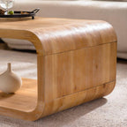 Light Wood Coffee Table with Open Storage for Living Rooms.
