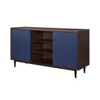 Duane 59' Fluted Sideboard in Navy Blue.