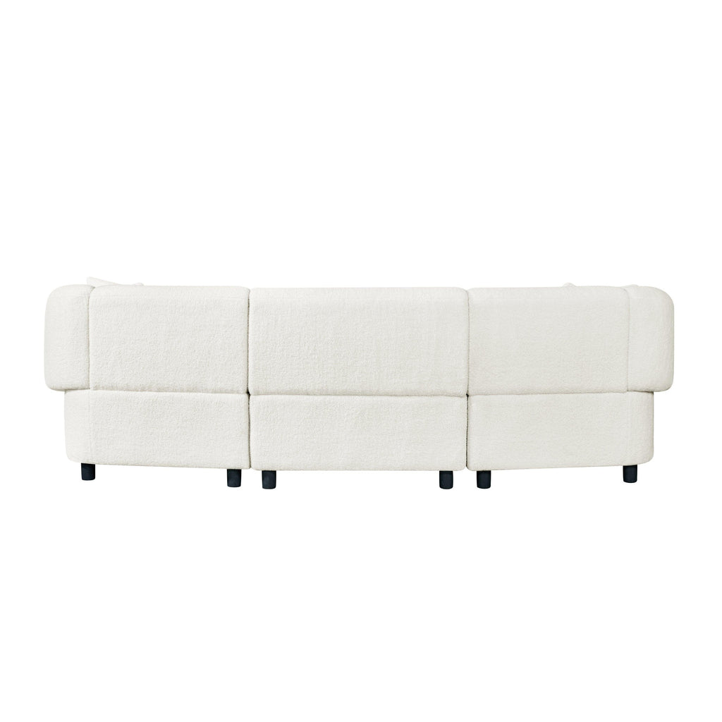 Curved Contemporary 3-Seater Sofa in Beige for Stylish Living.