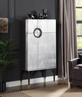 Yoela 65-Inch Silver Aluminum & Leather Wine Cabinet with 4 Doors