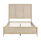 Queen Size Panel Bed - Light Brown Wooden Bedroom Furniture.