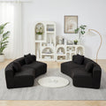 Chenille Curved Sectional Sofa with 4 Pillows for Relaxation.
