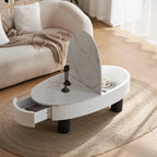 Oval Coffee Table with Storage and Faux Marble.