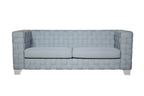 Saree 85-Inch Light Teal Chenille 2-Seater Sofa with White Finish