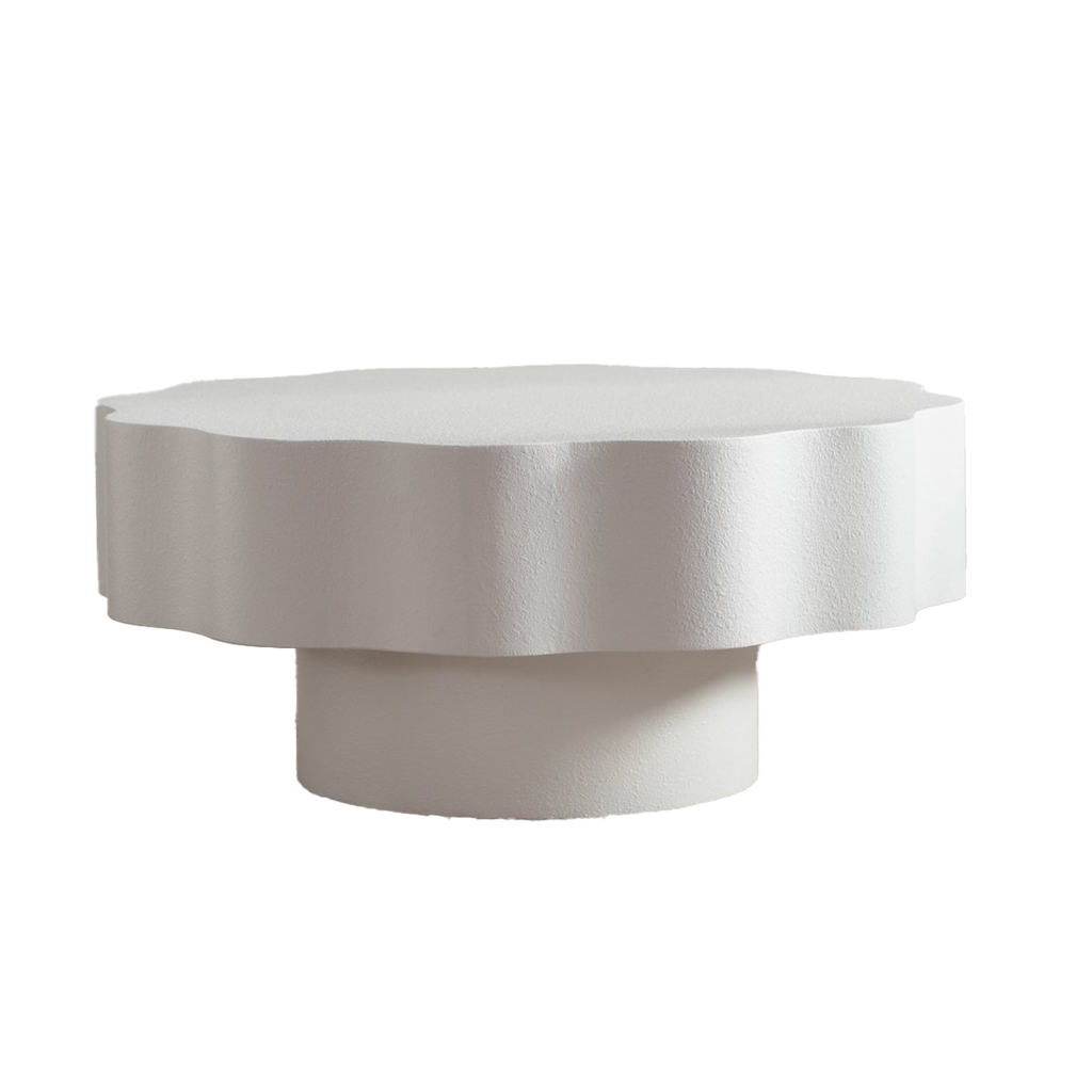Scalloped White Coffee Table for Modern Living Spaces.