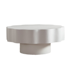 Scalloped White Coffee Table for Modern Living Spaces.