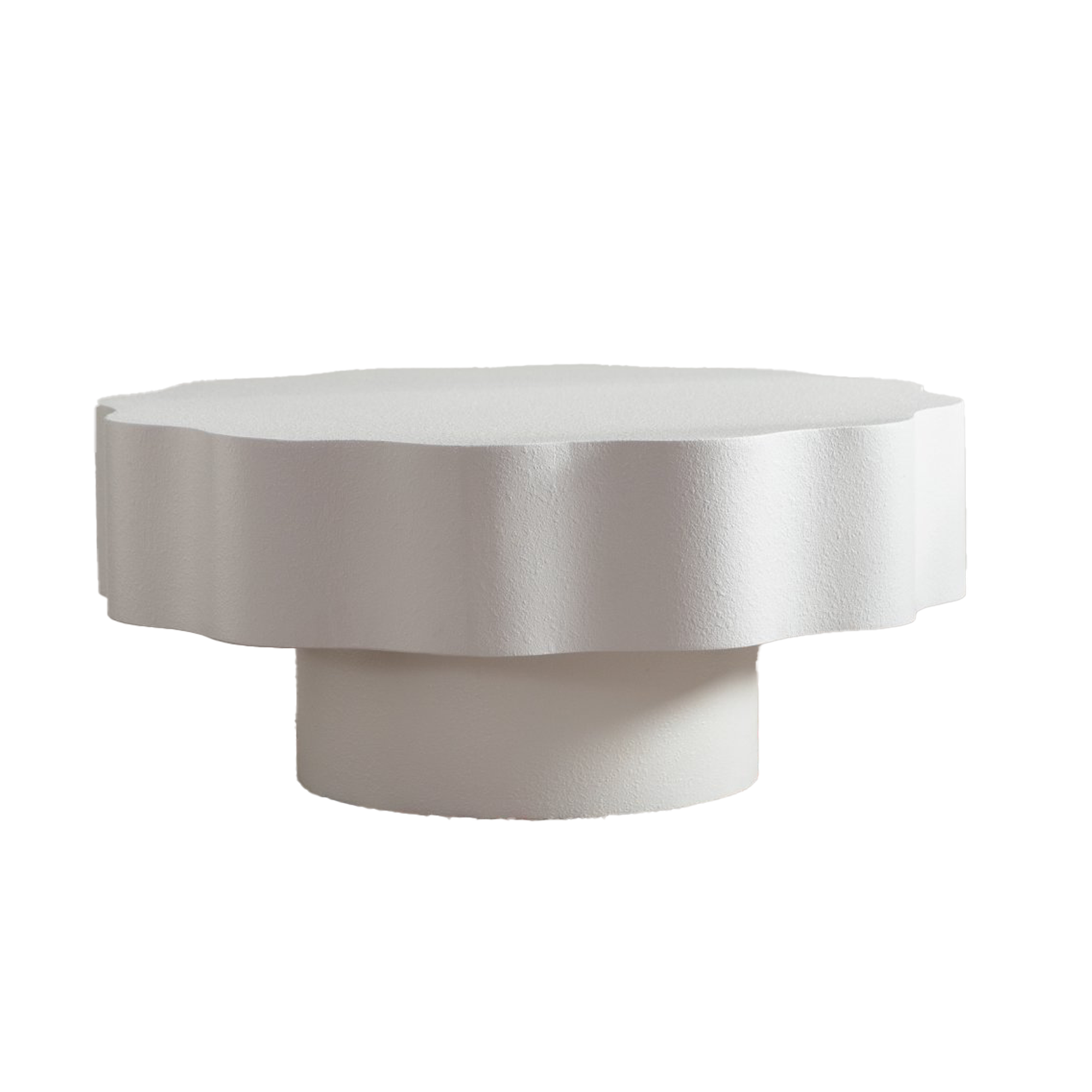 Scalloped White Coffee Table for Modern Living Spaces.