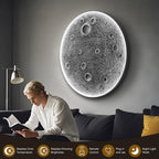 48-Inch Realistic Resin Moon Wall Light – Plug-In Dimmable LED Moon Sconce with Remote Control, 45 W Main & 20 W Night Light, Meteorite Crater Texture, 1.75″ Thick Wall-Mounted Décor for Home & Commer.