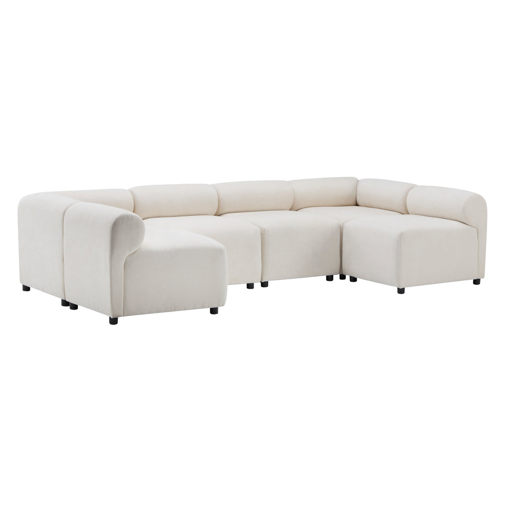Evelyn U-Shaped Modular Sectional Sofa - 6-Piece Set shown in full configuration with soft curves and chenille texture, ideal for large living spaces.