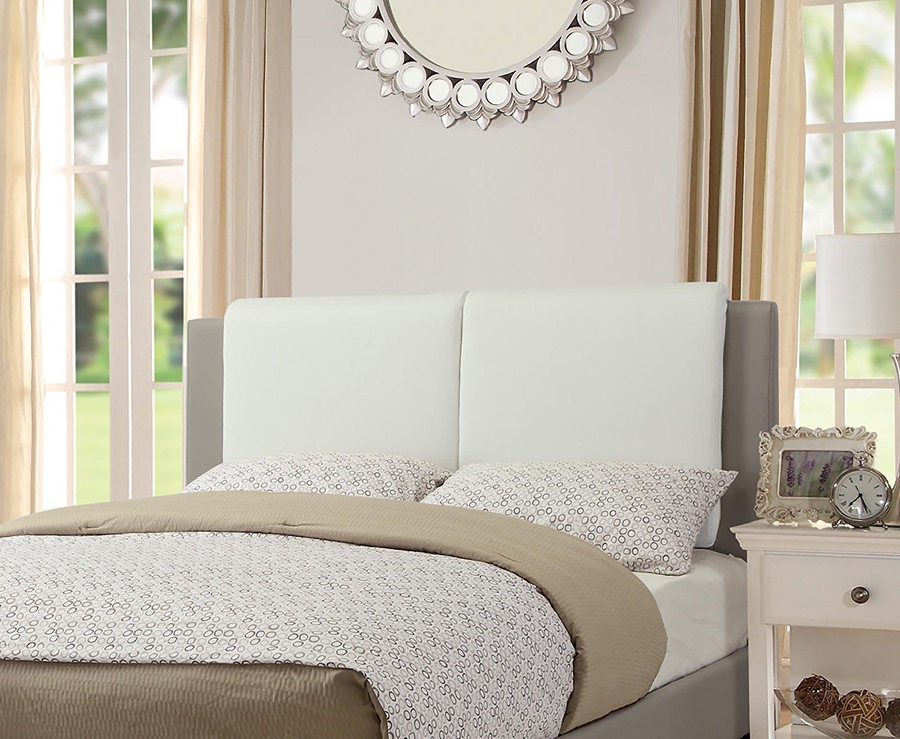 Modern King Size Bed Set with Two Tone Upholstered Headboard.
