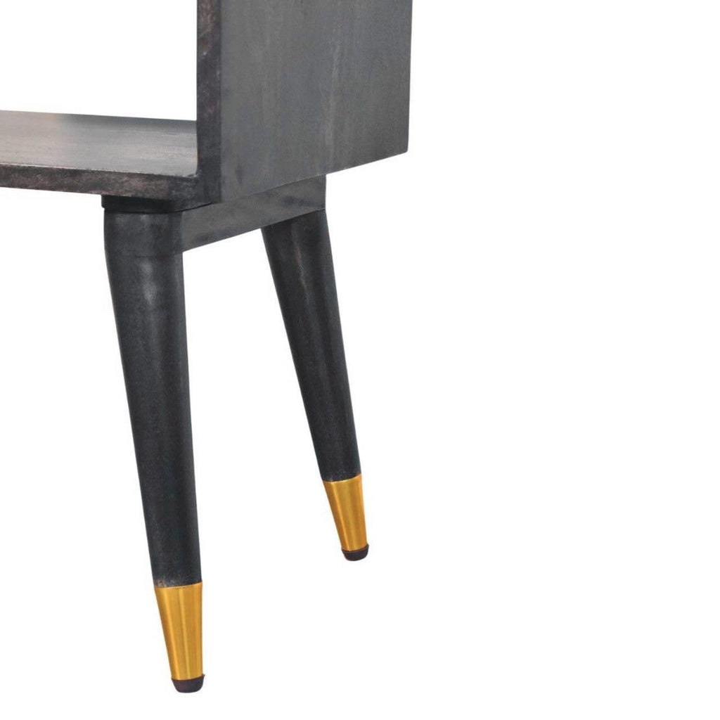 Solid Wood Mid-Century Bedside Table with Open Shelf.