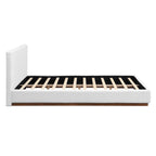 White Boucle Upholstered Bed - Queen Size with Solid Wood Frame.